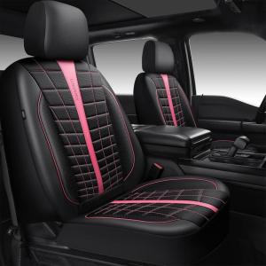 imageCAR PASS 3D Air Mesh Seat Covers for Car Leather Car Seat Cover Front SeatsBreathable Foam Premium Leather Mesh Front Seat Covers Universal Fit for Cars Sedans Trucks Vans SUVs Black RedBlack Pink Front Seat