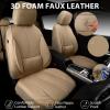 imageCAR PASS Nappa Leather Car Seat Covers Water Resistant 3D Foam Faux Leather Seat Covers Lumbar Support Automotive Seat Covers 2 Front Seats Comfort ampamp Universal Fit for Cars SUV Truck Solid BlackBeige