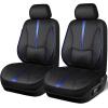imageCAR PASS Nappa Leather Car Seat Covers Water Resistant 3D Foam Faux Leather Seat Covers Lumbar Support Automotive Seat Covers 2 Front Seats Comfort ampamp Universal Fit for Cars SUV Truck Solid BlackBlack Blue