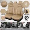 imageCAR PASS Nappa Leather Car Seat Covers Water Resistant 3D Foam Faux Leather Seat Covers Lumbar Support Automotive Seat Covers 2 Front Seats Comfort ampamp Universal Fit for Cars SUV Truck Solid BlackBeige