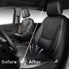 imageCAR PASS Nappa Leather Car Seat Covers Water Resistant 3D Foam Faux Leather Seat Covers Lumbar Support Automotive Seat Covers 2 Front Seats Comfort ampamp Universal Fit for Cars SUV Truck Solid BlackBlack