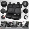 imageCAR PASS Nappa Leather Car Seat Covers Water Resistant 3D Foam Faux Leather Seat Covers Lumbar Support Automotive Seat Covers 2 Front Seats Comfort ampamp Universal Fit for Cars SUV Truck Solid BlackAll Black