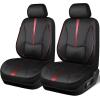 imageCAR PASS Nappa Leather Car Seat Covers Water Resistant 3D Foam Faux Leather Seat Covers Lumbar Support Automotive Seat Covers 2 Front Seats Comfort ampamp Universal Fit for Cars SUV Truck Solid BlackBlack And Red