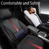 imageCAR PASS Nappa Leather Car Seat Covers Water Resistant 3D Foam Faux Leather Seat Covers Lumbar Support Automotive Seat Covers 2 Front Seats Comfort ampamp Universal Fit for Cars SUV Truck Solid BlackBlack And Red