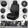 imageCAR PASS Nappa Leather Car Seat Covers Water Resistant 3D Foam Faux Leather Seat Covers Lumbar Support Automotive Seat Covers 2 Front Seats Comfort ampamp Universal Fit for Cars SUV Truck Solid BlackBlack