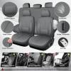 imageCAR PASS Nappa Leather Car Seat Covers Water Resistant 3D Foam Faux Leather Seat Covers Lumbar Support Automotive Seat Covers 2 Front Seats Comfort ampamp Universal Fit for Cars SUV Truck Solid BlackAll Gray