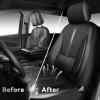 imageCAR PASS Nappa Leather Car Seat Covers Water Resistant 3D Foam Faux Leather Seat Covers Lumbar Support Automotive Seat Covers 2 Front Seats Comfort ampamp Universal Fit for Cars SUV Truck Solid BlackBlack and Gray
