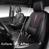 imageCAR PASS Nappa Leather Car Seat Covers Water Resistant 3D Foam Faux Leather Seat Covers Lumbar Support Automotive Seat Covers 2 Front Seats Comfort ampamp Universal Fit for Cars SUV Truck Solid BlackBlack And Red