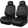 imageCAR PASS Nappa Leather Car Seat Covers Water Resistant 3D Foam Faux Leather Seat Covers Lumbar Support Automotive Seat Covers 2 Front Seats Comfort ampamp Universal Fit for Cars SUV Truck Solid BlackBlack