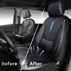 imageCAR PASS Nappa Leather Car Seat Covers Water Resistant 3D Foam Faux Leather Seat Covers Lumbar Support Automotive Seat Covers 2 Front Seats Comfort ampamp Universal Fit for Cars SUV Truck Solid BlackBlack Blue