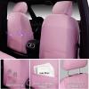 imageCAR PASS Nappa Leather Car Seat Covers Water Resistant 3D Foam Faux Leather Seat Covers Lumbar Support Automotive Seat Covers 2 Front Seats Comfort ampamp Universal Fit for Cars SUV Truck Solid BlackAll Pink