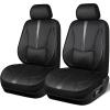 imageCAR PASS Nappa Leather Car Seat Covers Water Resistant 3D Foam Faux Leather Seat Covers Lumbar Support Automotive Seat Covers 2 Front Seats Comfort ampamp Universal Fit for Cars SUV Truck Solid BlackBlack and Gray