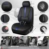 imageCAR PASS Nappa Leather Car Seat Covers Water Resistant 3D Foam Faux Leather Seat Covers Lumbar Support Automotive Seat Covers 2 Front Seats Comfort ampamp Universal Fit for Cars SUV Truck Solid BlackBlack Blue