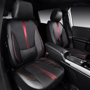 imageCAR PASS Nappa Leather Car Seat Covers Water Resistant 3D Foam Faux Leather Seat Covers Lumbar Support Automotive Seat Covers 2 Front Seats Comfort ampamp Universal Fit for Cars SUV Truck Solid BlackBlack And Red