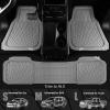 imageCAR PASS Heavy Duty Rubber Car Floor Mats Waterproof Universal TrimtoFit Car Mats All Weather Floor Mats for SUV Truck Sedan Premium Auto Floor Mats Full Set 3 Piece AntiSlip Solid Pure BlackAll Gray