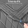 imageCAR PASS Heavy Duty Rubber Car Floor Mats Waterproof Universal TrimtoFit Car Mats All Weather Floor Mats for SUV Truck Sedan Premium Auto Floor Mats Full Set 3 Piece AntiSlip Solid Pure BlackAll Gray