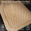 imageCAR PASS Heavy Duty Rubber Car Floor Mats Waterproof Universal TrimtoFit Car Mats All Weather Floor Mats for SUV Truck Sedan Premium Auto Floor Mats Full Set 3 Piece AntiSlip Solid Pure BlackBeige
