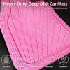 imageCAR PASS Heavy Duty Rubber Car Floor Mats Waterproof Universal TrimtoFit Car Mats All Weather Floor Mats for SUV Truck Sedan Premium Auto Floor Mats Full Set 3 Piece AntiSlip Solid Pure BlackPink