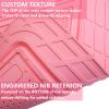imageCAR PASS Heavy Duty Rubber Floor Mats Pink Car Mats Full Set with Trunk Cargo Liner  Universal Waterproof Floor Mats for Car SUV Truck Durable All Weather Liner Mats Automotive Women All PinkAll Pink