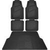 imageCAR PASS Heavy Duty Rubber Floor Mats Pink Car Mats Full Set with Trunk Cargo Liner  Universal Waterproof Floor Mats for Car SUV Truck Durable All Weather Liner Mats Automotive Women All PinkBlack Cargo Liner