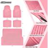 imageCAR PASS Heavy Duty Rubber Floor Mats Pink Car Mats Full Set with Trunk Cargo Liner  Universal Waterproof Floor Mats for Car SUV Truck Durable All Weather Liner Mats Automotive Women All PinkAll Pink Cargo Liner