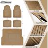 imageCAR PASS Heavy Duty Rubber Floor Mats Pink Car Mats Full Set with Trunk Cargo Liner  Universal Waterproof Floor Mats for Car SUV Truck Durable All Weather Liner Mats Automotive Women All PinkBeige Cargo Liner