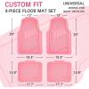 imageCAR PASS Heavy Duty Rubber Floor Mats Pink Car Mats Full Set with Trunk Cargo Liner  Universal Waterproof Floor Mats for Car SUV Truck Durable All Weather Liner Mats Automotive Women All PinkAll Pink