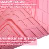 imageCAR PASS Heavy Duty Rubber Floor Mats Pink Car Mats Full Set with Trunk Cargo Liner  Universal Waterproof Floor Mats for Car SUV Truck Durable All Weather Liner Mats Automotive Women All PinkAll Pink Cargo Liner