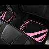 imageCAR PASS Pink Edge Faux Leather Car Floor Mats Universal Car Carpet Mats with Double Stitch Line AntiSlip Backing Design for Cute Girly Women Fit 95 AutomotiveSUVsSedanVans Black and PinkBlack and Pink
