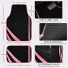 imageCAR PASS Pink Edge Faux Leather Car Floor Mats Universal Car Carpet Mats with Double Stitch Line AntiSlip Backing Design for Cute Girly Women Fit 95 AutomotiveSUVsSedanVans Black and PinkBlack  Pink