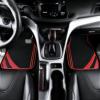 imageCAR PASS Pink Edge Faux Leather Car Floor Mats Universal Car Carpet Mats with Double Stitch Line AntiSlip Backing Design for Cute Girly Women Fit 95 AutomotiveSUVsSedanVans Black and PinkBlack and Red