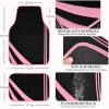imageCAR PASS Pink Edge Faux Leather Car Floor Mats Universal Car Carpet Mats with Double Stitch Line AntiSlip Backing Design for Cute Girly Women Fit 95 AutomotiveSUVsSedanVans Black and PinkBlack and Pink