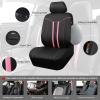 imageCAR PASS Pink Edge Faux Leather Car Floor Mats Universal Car Carpet Mats with Double Stitch Line AntiSlip Backing Design for Cute Girly Women Fit 95 AutomotiveSUVsSedanVans Black and PinkBlack  Pink