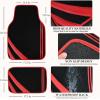 imageCAR PASS Pink Edge Faux Leather Car Floor Mats Universal Car Carpet Mats with Double Stitch Line AntiSlip Backing Design for Cute Girly Women Fit 95 AutomotiveSUVsSedanVans Black and PinkBlack and Red