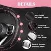 imageCAR PASS Pink Edge Faux Leather Car Floor Mats Universal Car Carpet Mats with Double Stitch Line AntiSlip Backing Design for Cute Girly Women Fit 95 AutomotiveSUVsSedanVans Black and PinkBlack  Pink