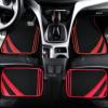 imageCAR PASS Pink Edge Faux Leather Car Floor Mats Universal Car Carpet Mats with Double Stitch Line AntiSlip Backing Design for Cute Girly Women Fit 95 AutomotiveSUVsSedanVans Black and PinkBlack and Red