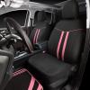 imageCAR PASS Pink Edge Faux Leather Car Floor Mats Universal Car Carpet Mats with Double Stitch Line AntiSlip Backing Design for Cute Girly Women Fit 95 AutomotiveSUVsSedanVans Black and PinkBlack  Pink