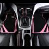 imageCAR PASS Pink Edge Faux Leather Car Floor Mats Universal Car Carpet Mats with Double Stitch Line AntiSlip Backing Design for Cute Girly Women Fit 95 AutomotiveSUVsSedanVans Black and PinkBlack and Pink