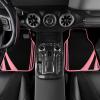 imageCAR PASS Pink Edge Faux Leather Car Floor Mats Universal Car Carpet Mats with Double Stitch Line AntiSlip Backing Design for Cute Girly Women Fit 95 AutomotiveSUVsSedanVans Black and PinkBlack  Pink