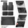 imageCAR PASS Universal Fit Car Floor Mats ampamp Cargo Liner Full Set Trim to Fit Car SUV Sedan Coupe SM Size Vehicle All Weather Waterproof AntiSlip Automotive Car Mats 5 Pieces Rubber Material All BlackBlack