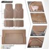 imageCAR PASS Universal Fit Car Floor Mats ampamp Cargo Liner Full Set Trim to Fit Car SUV Sedan Coupe SM Size Vehicle All Weather Waterproof AntiSlip Automotive Car Mats 5 Pieces Rubber Material All BlackBeige