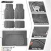 imageCAR PASS Universal Fit Car Floor Mats ampamp Cargo Liner Full Set Trim to Fit Car SUV Sedan Coupe SM Size Vehicle All Weather Waterproof AntiSlip Automotive Car Mats 5 Pieces Rubber Material All BlackGray