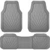 imageCAR PASS Heavy Duty Rubber Car Floor Mats Waterproof Universal TrimtoFit Car Mats All Weather Floor Mats for SUV Truck Sedan Premium Auto Floor Mats Full Set 3 Piece AntiSlip Solid Pure BlackAll Gray