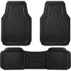 imageCAR PASS Heavy Duty Rubber Car Floor Mats Waterproof Universal TrimtoFit Car Mats All Weather Floor Mats for SUV Truck Sedan Premium Auto Floor Mats Full Set 3 Piece AntiSlip Solid Pure BlackAll Black