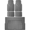 imageCAR PASS Universal Fit Car Floor Mats ampamp Cargo Liner Full Set Trim to Fit Car SUV Sedan Coupe SM Size Vehicle All Weather Waterproof AntiSlip Automotive Car Mats 5 Pieces Rubber Material All BlackGray