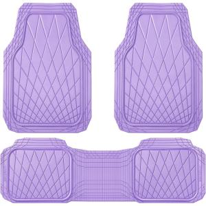 imageCAR PASS Heavy Duty Rubber Car Floor Mats Waterproof Universal TrimtoFit Car Mats All Weather Floor Mats for SUV Truck Sedan Premium Auto Floor Mats Full Set 3 Piece AntiSlip Solid Pure BlackPurple