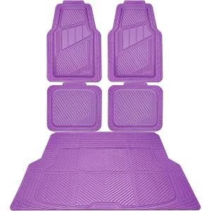 imageCAR PASS Heavy Duty Rubber Floor Mats Pink Car Mats Full Set with Trunk Cargo Liner  Universal Waterproof Floor Mats for Car SUV Truck Durable All Weather Liner Mats Automotive Women All PinkPurple Cargo Liner