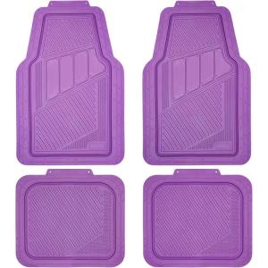 imageCAR PASS Heavy Duty Rubber Floor Mats Pink Car Mats Full Set with Trunk Cargo Liner  Universal Waterproof Floor Mats for Car SUV Truck Durable All Weather Liner Mats Automotive Women All Pinkpurple