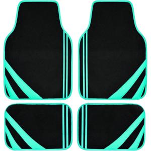imageCAR PASS Pink Edge Faux Leather Car Floor Mats Universal Car Carpet Mats with Double Stitch Line AntiSlip Backing Design for Cute Girly Women Fit 95 AutomotiveSUVsSedanVans Black and PinkBlack and Mint