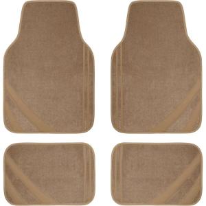 imageCAR PASS Pink Edge Faux Leather Car Floor Mats Universal Car Carpet Mats with Double Stitch Line AntiSlip Backing Design for Cute Girly Women Fit 95 AutomotiveSUVsSedanVans Black and PinkPure Beige